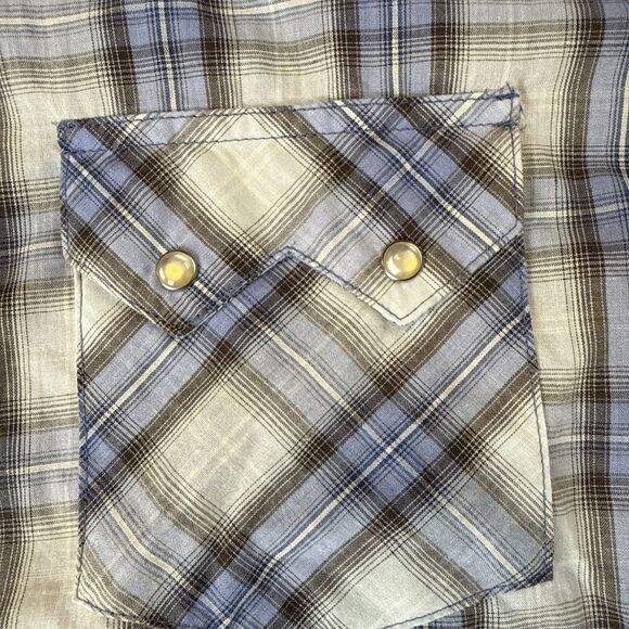 Wrangler Men's Large Pearl Snap Bush Popper Yellowstone Sawtooth Long Sleeve - Picture 2 of 6